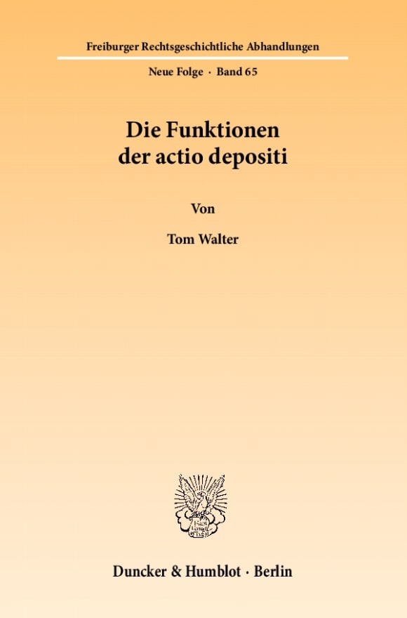 Cover Die Funktionen der actio depositi