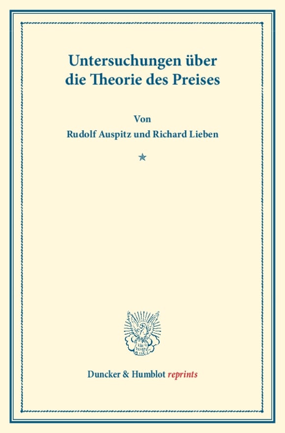 Cover Untersuchungen über die Theorie des Preises