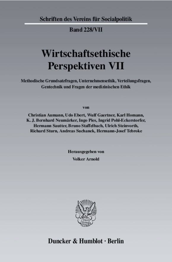 Cover Wirtschaftsethische Perspektiven VII