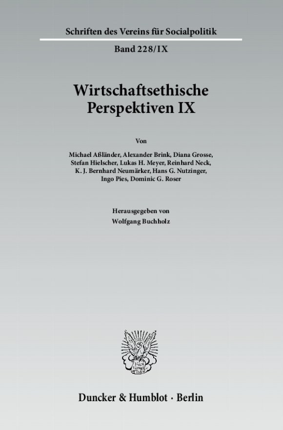 Cover Wirtschaftsethische Perspektiven IX