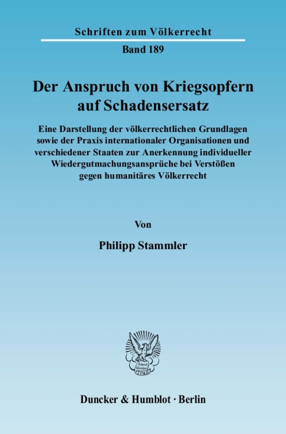 Cover Der Anspruch von Kriegsopfern auf Schadensersatz