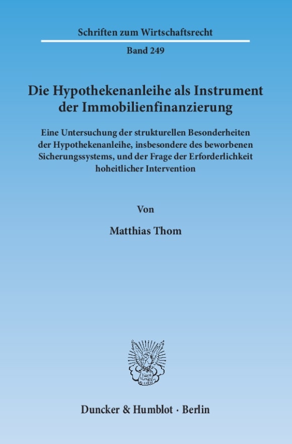 Cover Die Hypothekenanleihe als Instrument der Immobilienfinanzierung