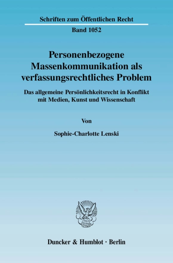 Cover Personenbezogene Massenkommunikation als verfassungsrechtliches Problem