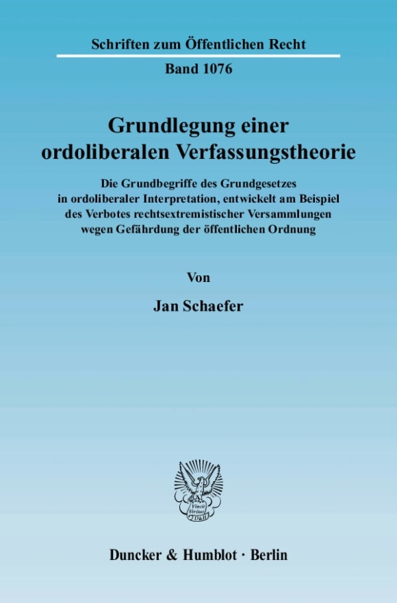 Cover Grundlegung einer ordoliberalen Verfassungstheorie