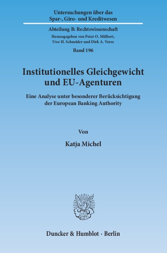 Cover Institutionelles Gleichgewicht und EU-Agenturen