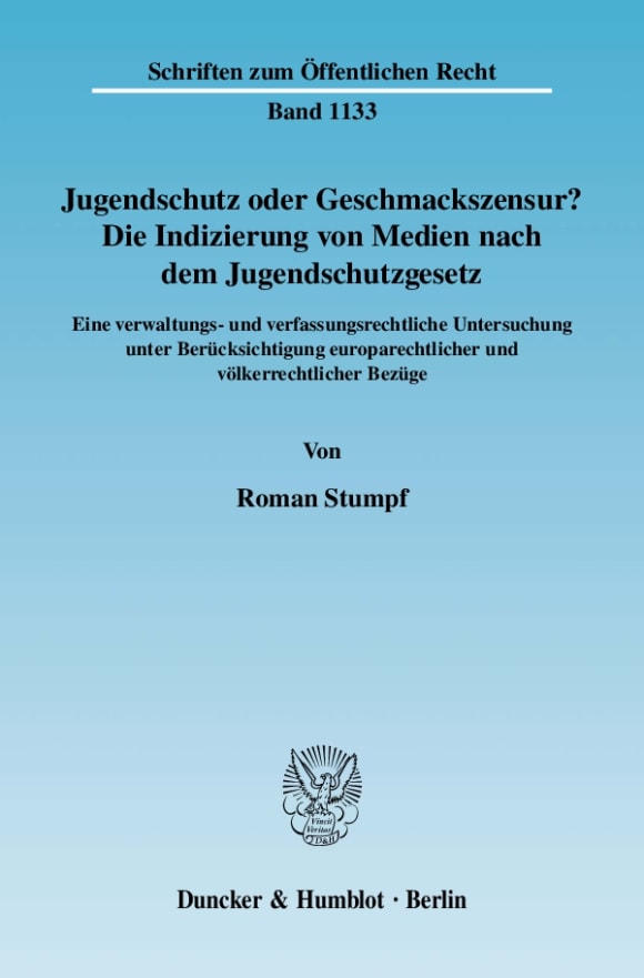 Cover Jugendschutz oder Geschmackszensur?