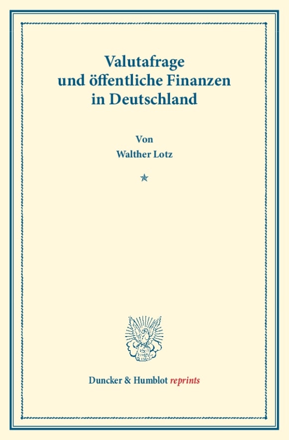 Cover Valutafrage und öffentliche Finanzen in Deutschland