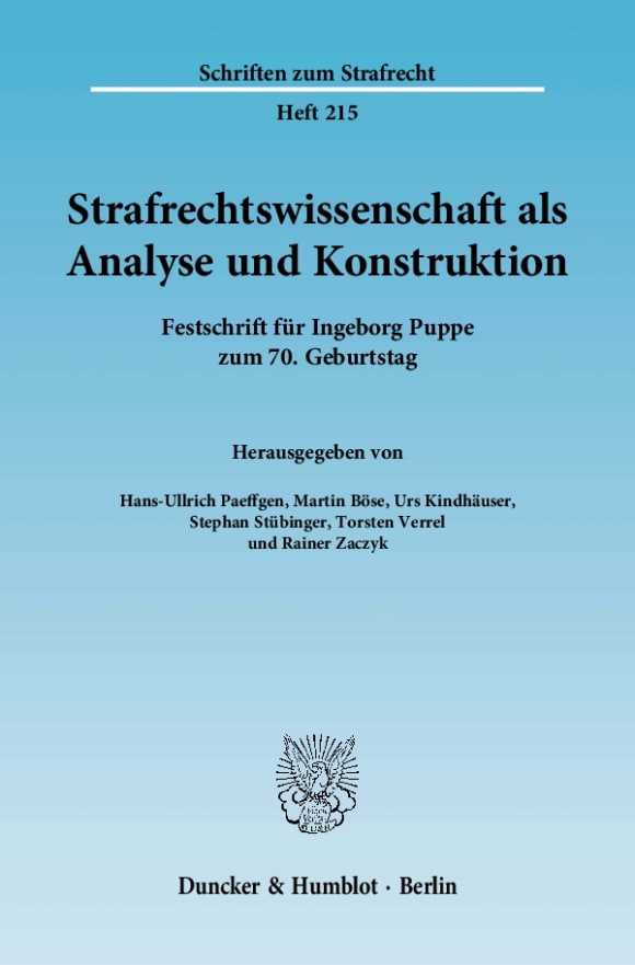 Cover Strafrechtswissenschaft als Analyse und Konstruktion