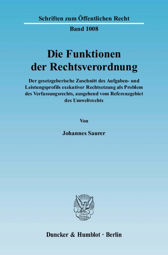 Cover Die Funktionen der Rechtsverordnung