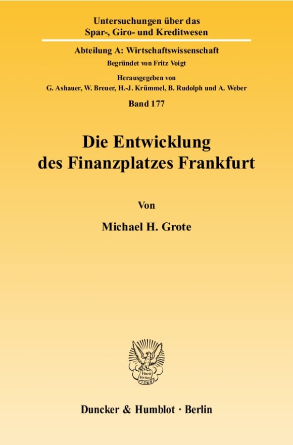 Cover Die Entwicklung des Finanzplatzes Frankfurt