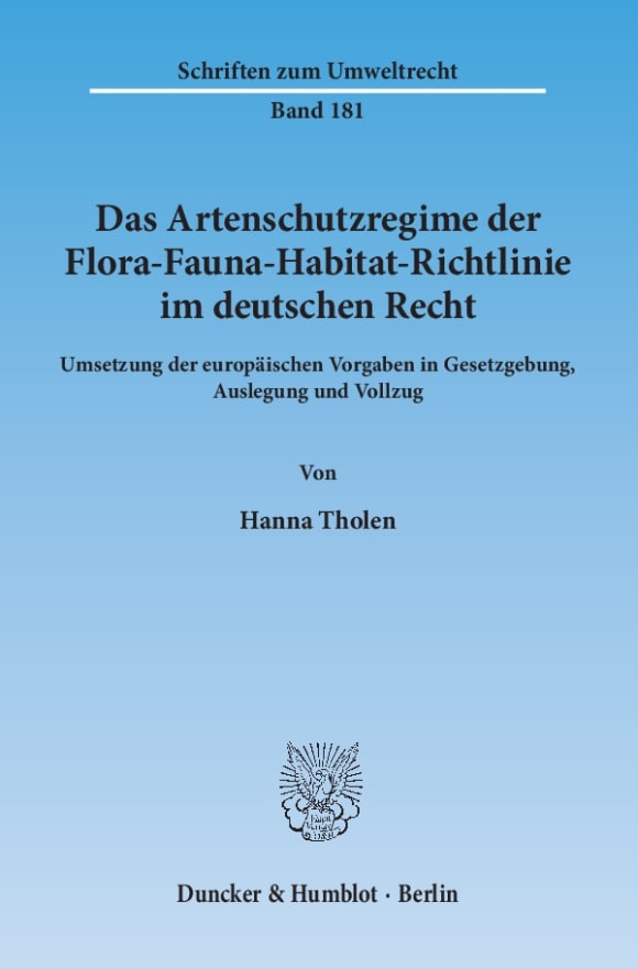 Cover Das Artenschutzregime der Flora-Fauna-Habitat-Richtlinie im deutschen Recht