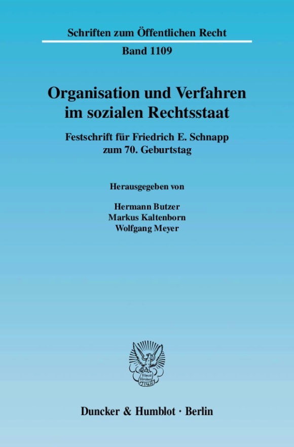 Cover Organisation und Verfahren im sozialen Rechtsstaat