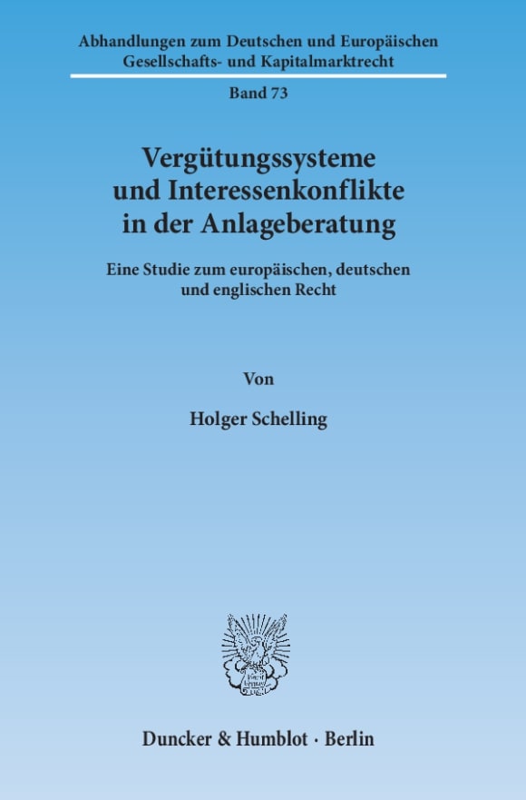 Cover Vergütungssysteme und Interessenkonflikte in der Anlageberatung