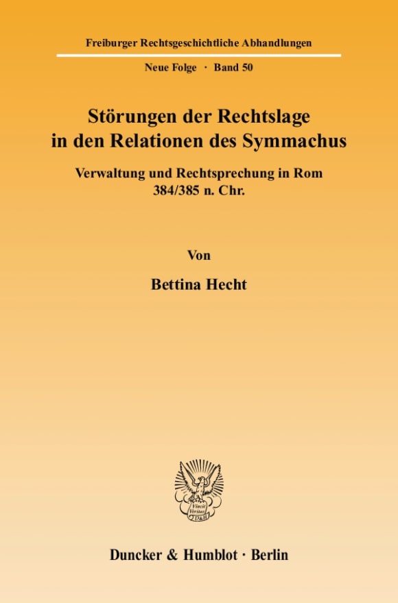 Cover Störungen der Rechtslage in den Relationen des Symmachus