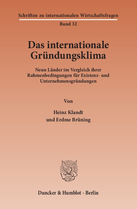 Cover Das Internationale Gründungsklima