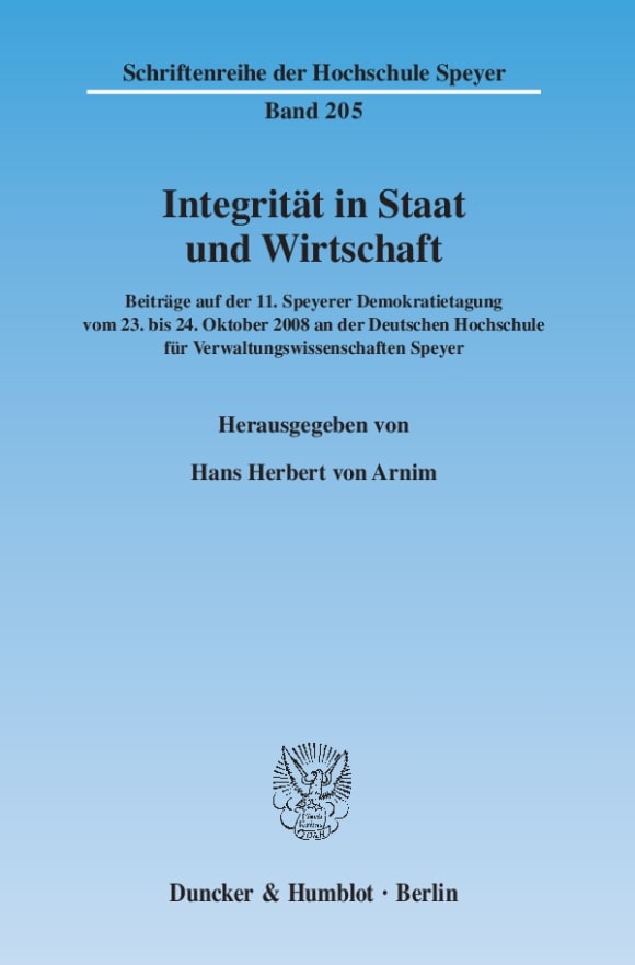 Cover Integrität in Staat und Wirtschaft