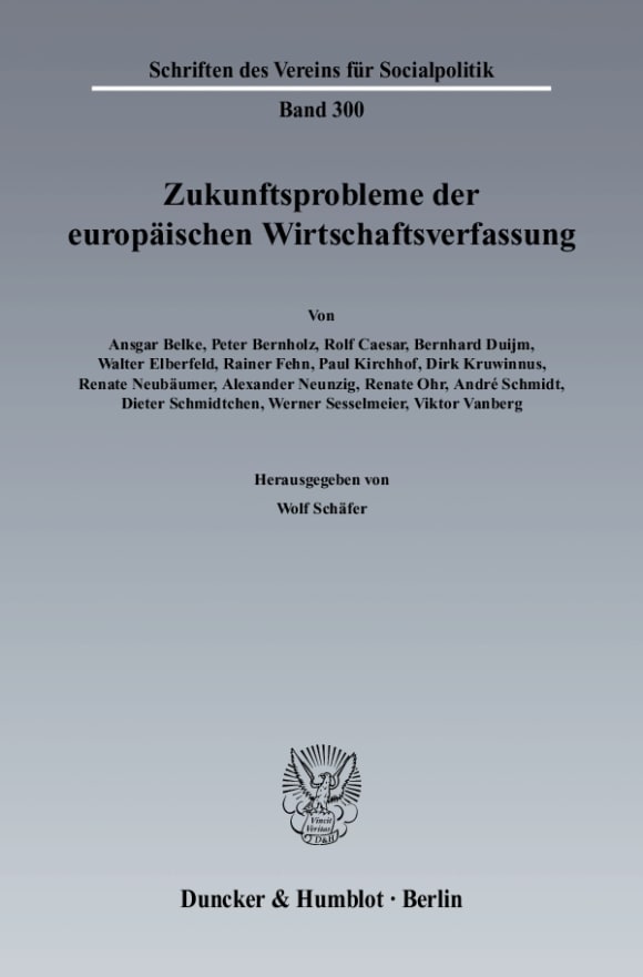 Cover Zukunftsprobleme der Europäischen Wirtschaftsverfassung