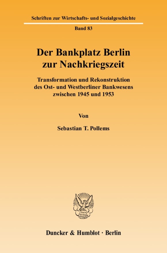 Cover Der Bankplatz Berlin zur Nachkriegszeit