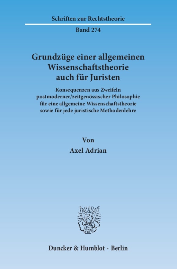 Cover Grundzüge einer allgemeinen Wissenschaftstheorie auch für Juristen