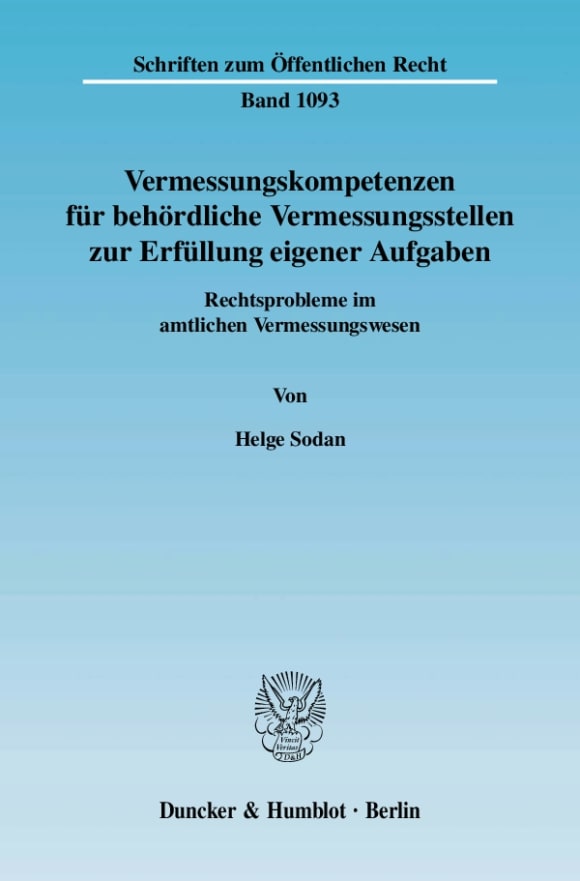 Cover Vermessungskompetenzen für behördliche Vermessungsstellen zur Erfüllung eigener Aufgaben