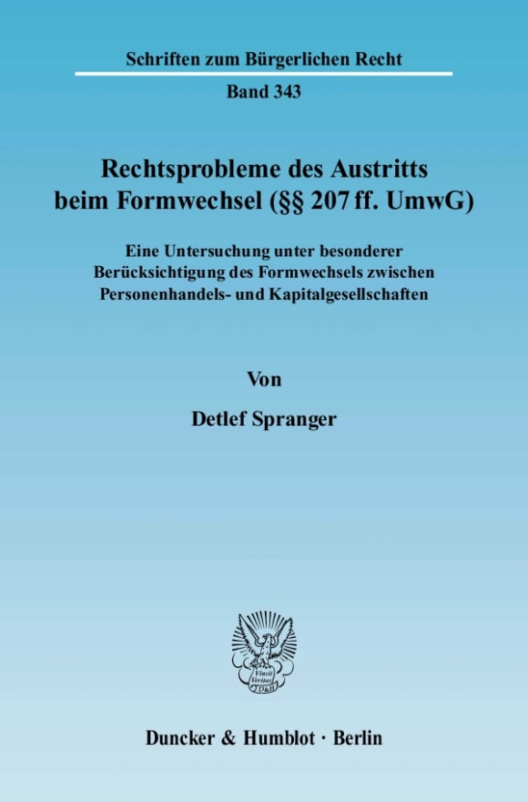 Cover Rechtsprobleme des Austritts beim Formwechsel (§§ 207 ff. UmwG)