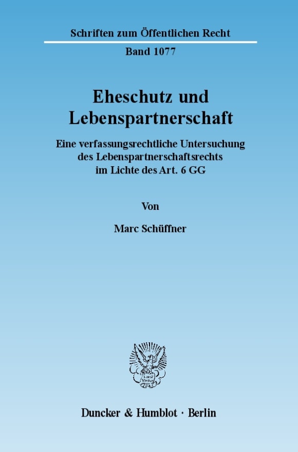 Cover Eheschutz und Lebenspartnerschaft