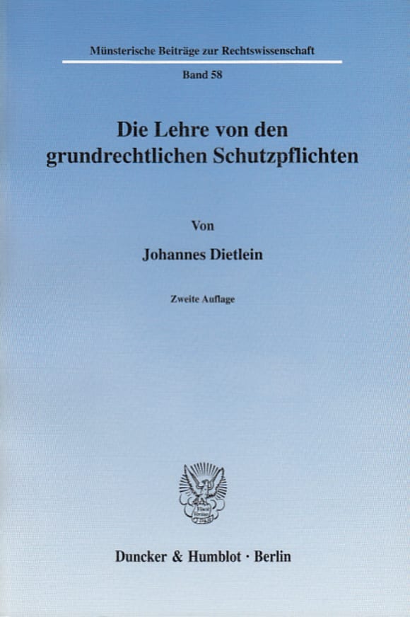 Cover Die Lehre von den grundrechtlichen Schutzpflichten