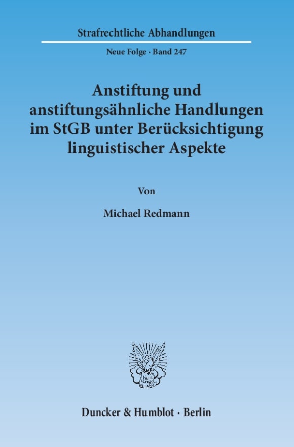 Cover Anstiftung und anstiftungsähnliche Handlungen im StGB unter Berücksichtigung linguistischer Aspekte