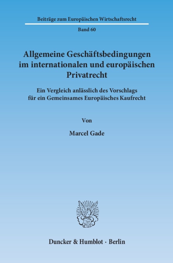 Cover Allgemeine Geschäftsbedingungen im internationalen und europäischen Privatrecht