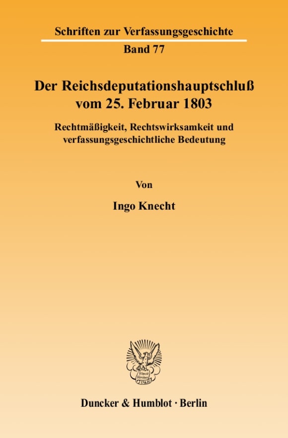 Cover Der Reichsdeputationshauptschluß vom 25. Februar 1803