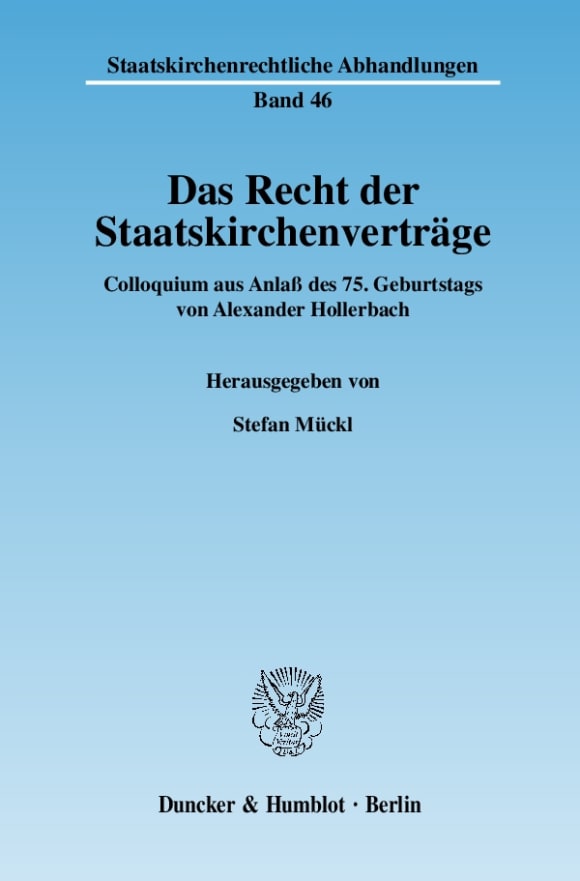 Cover Das Recht der Staatskirchenverträge