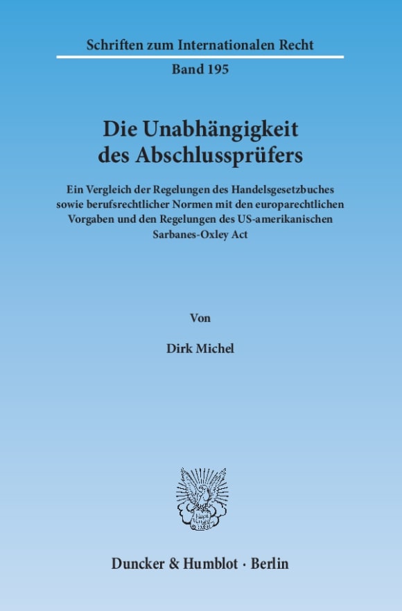 Cover Die Unabhängigkeit des Abschlussprüfers