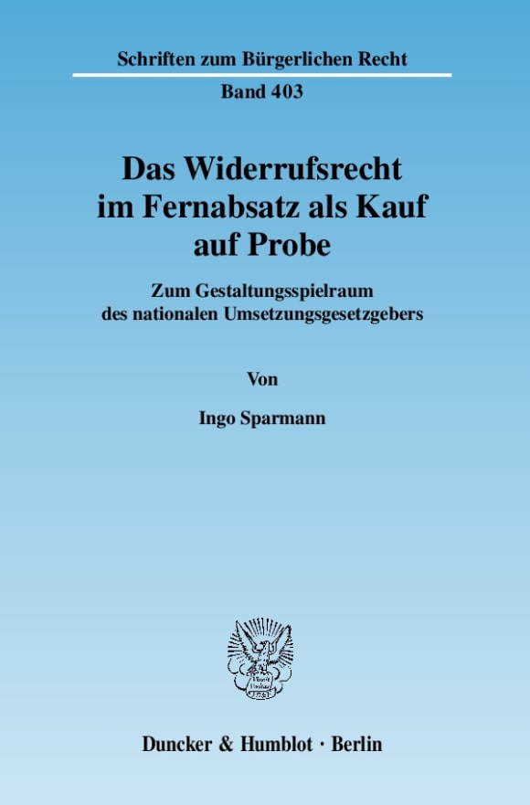 Cover Das Widerrufsrecht im Fernabsatz als Kauf auf Probe