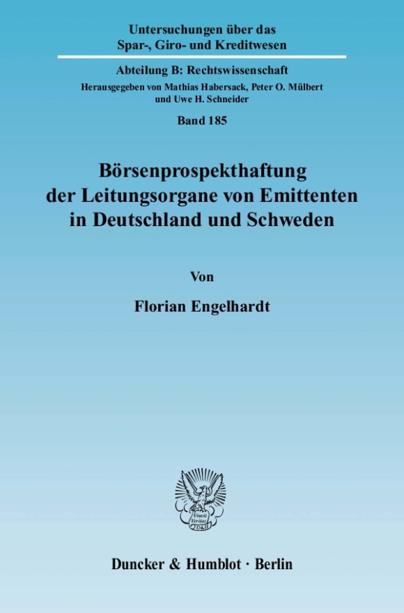 Cover Börsenprospekthaftung der Leitungsorgane von Emittenten in Deutschland und Schweden