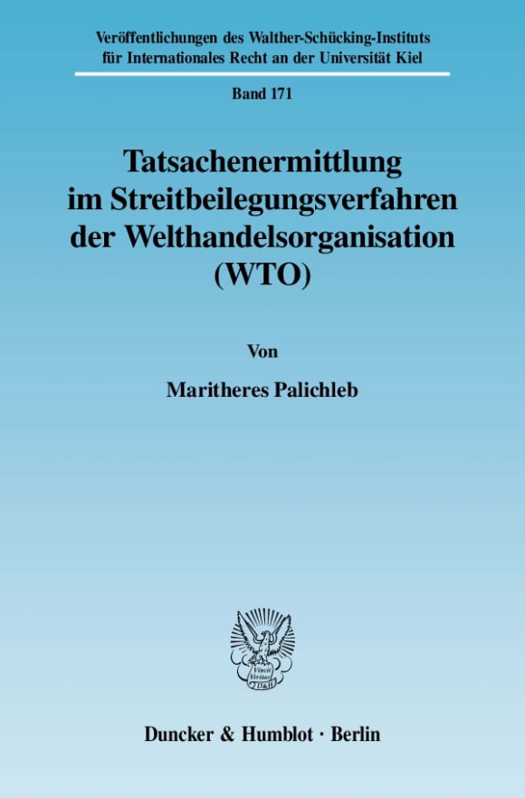 Cover Tatsachenermittlung im Streitbeilegungsverfahren der Welthandelsorganisation (WTO)