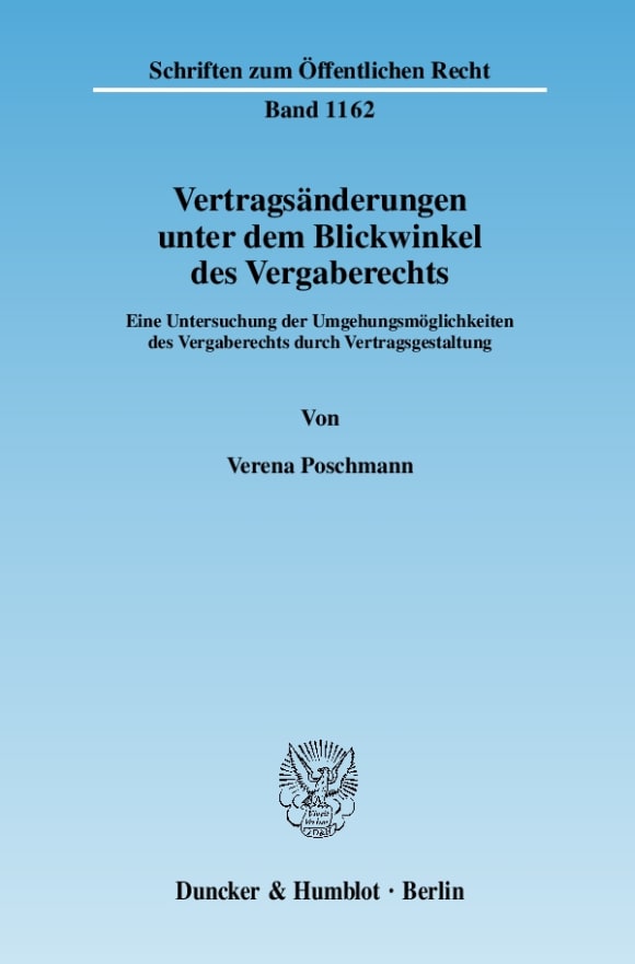 Cover Vertragsänderungen unter dem Blickwinkel des Vergaberechts