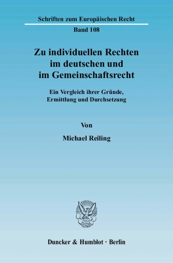 Cover Zu individuellen Rechten im deutschen und im Gemeinschaftsrecht