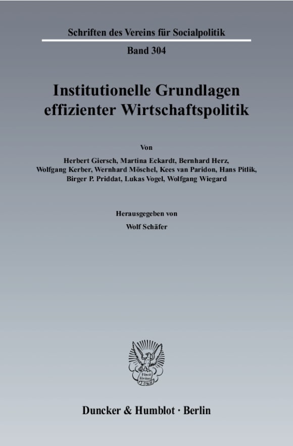 Cover Institutionelle Grundlagen effizienter Wirtschaftspolitik