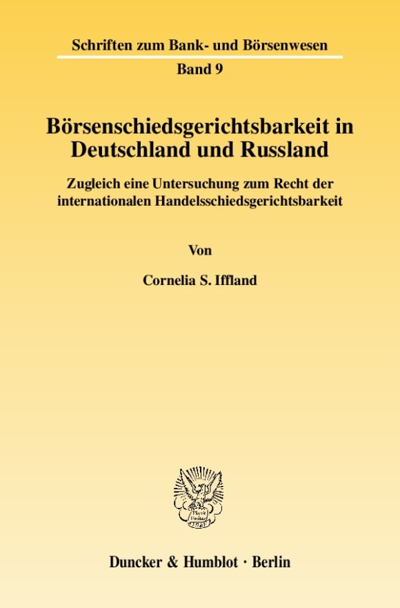 Cover Börsenschiedsgerichtsbarkeit in Deutschland und Russland