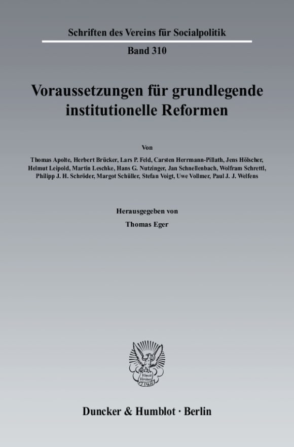 Cover Voraussetzungen für grundlegende institutionelle Reformen