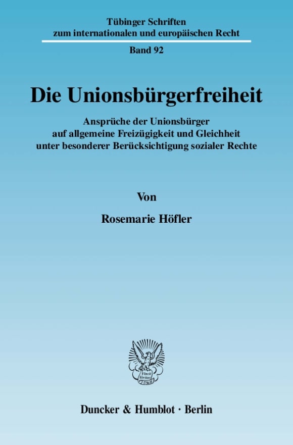 Cover Die Unionsbürgerfreiheit