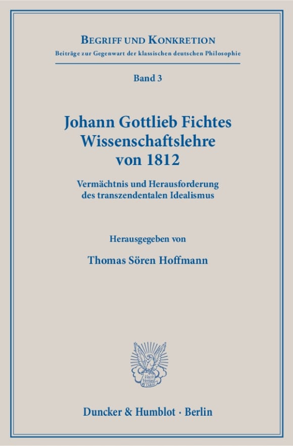 Cover Johann Gottlieb Fichtes Wissenschaftslehre von 1812