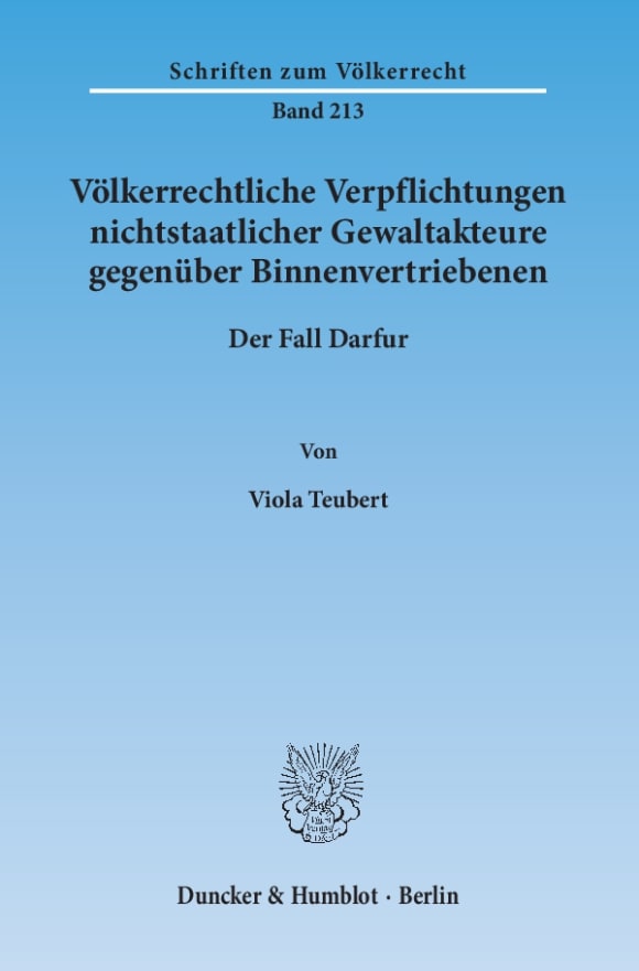 Cover Völkerrechtliche Verpflichtungen nichtstaatlicher Gewaltakteure gegenüber Binnenvertriebenen