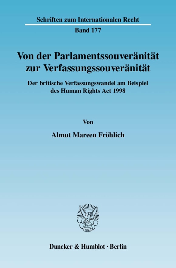 Cover Von der Parlamentssouveränität zur Verfassungssouveränität