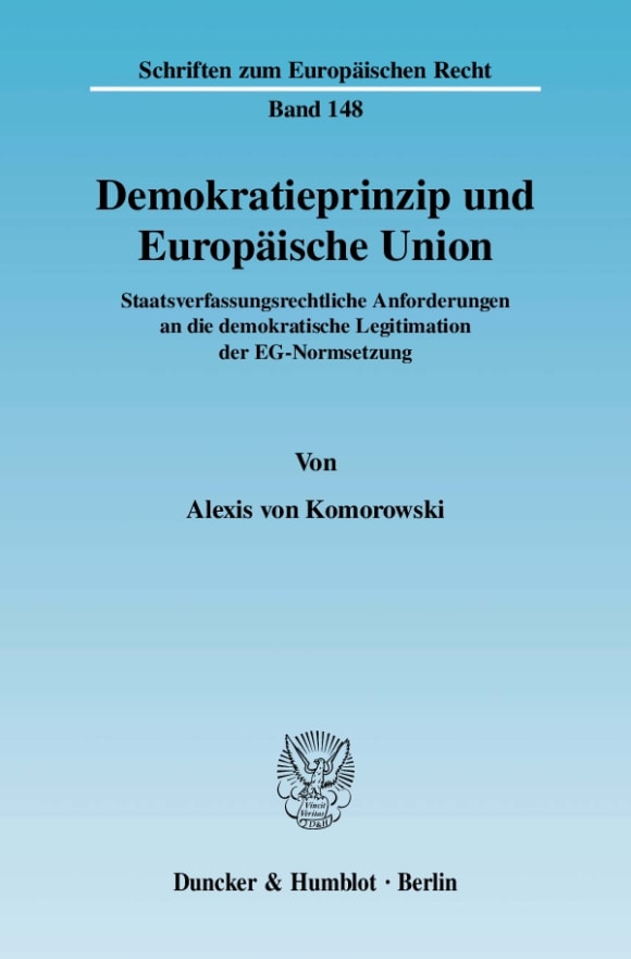 Cover Demokratieprinzip und Europäische Union