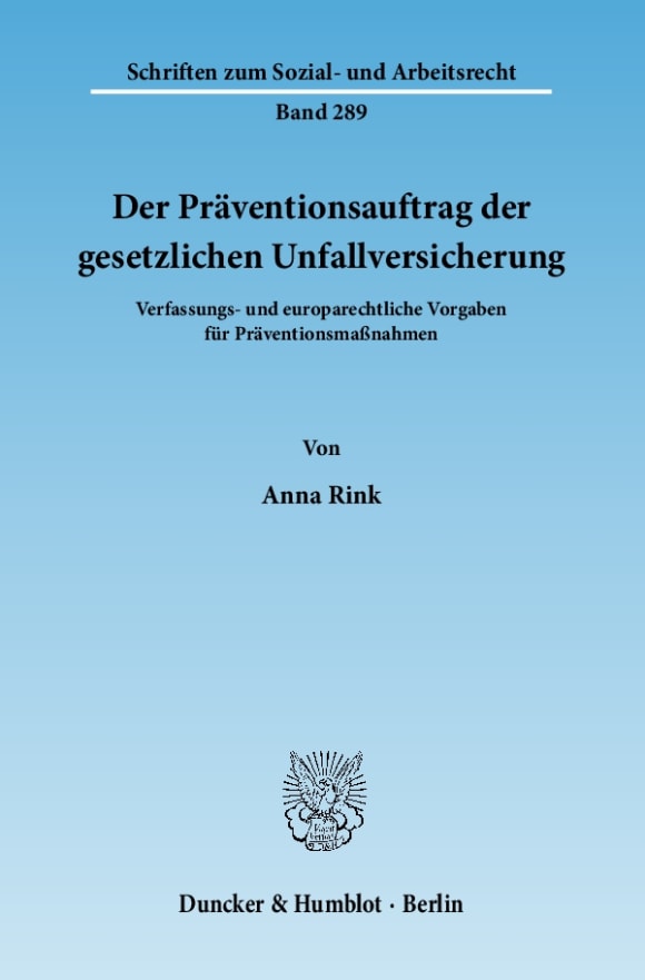 Cover Der Präventionsauftrag der gesetzlichen Unfallversicherung