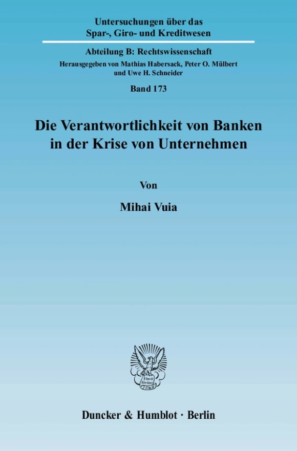 Cover Die Verantwortlichkeit von Banken in der Krise von Unternehmen