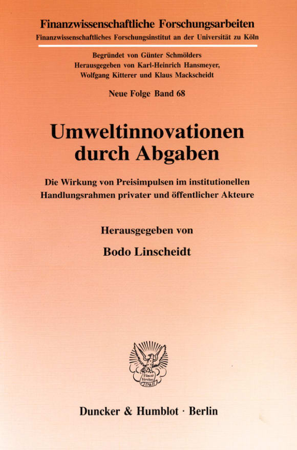 Cover Umweltinnovationen durch Abgaben