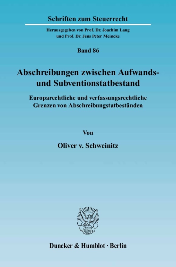 Cover Abschreibungen zwischen Aufwands- und Subventionstatbestand