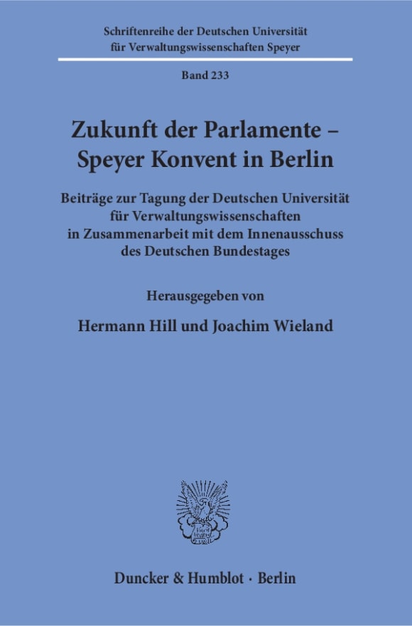 Cover Zukunft der Parlamente – Speyer Konvent in Berlin